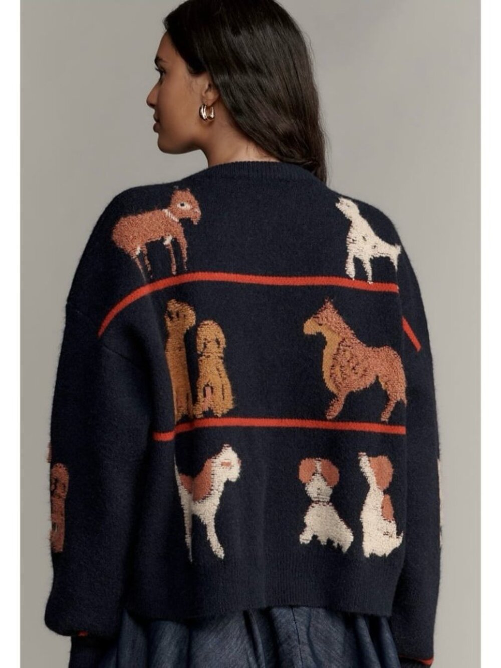 Anthropologie Maeve Dogs Tie-Front Cardigan Sweater - Picture 3 of 10